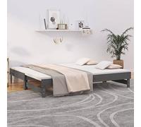 IBUQDDV Bed Telai per letti Struttura letto Letto a Piattaforma Dormeuse Estraibile Grigia 2x(100x200) cm Legno Massello di Pino per Camera da Letto