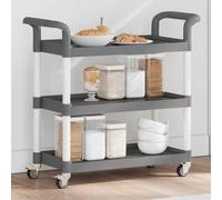 IBUQDDV Carrello a rotelle con 3 ripiani, grigio, 77 x 34 x 72 cm, in alluminio, con ripiani e ruote in gomma, per spazio e mobilità nella zona giorno