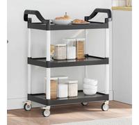 IBUQDDV Carrello a rotelle con 3 ripiani, nero, 81 x 41 x 92 cm, in alluminio, con ripiani e ruote in gomma, per spazio e mobilità