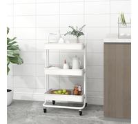 IBUQDDV Carrello da cucina a 3 ripiani, bianco, 42 x 35 x 85 cm, ferro e ABS, carrello multiuso con 4 ruote e 2 freni, carrello per la casa con cesti estraibili per organizzare e riporre spazio