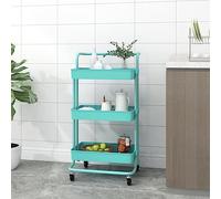 IBUQDDV Carrello da cucina a 3 ripiani, colore turchese, 42 x 35 x 85 cm, in ferro, ABS, con 4 ruote e 2 freni, robusto carrello per la casa con cesti rimovibili per la conservazione