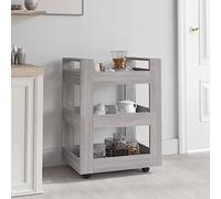 IBUQDDV Carrello da cucina grigio Sonoma 60 x 45 x 80 cm, materiale in legno con 3 ripiani e 4 ruote per spazio e mobilità, carrello da cucina in materiale resistente.