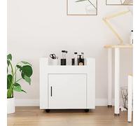 IBUQDDV Carrello da ufficio, bianco, 60 x 45 x 60 cm, materiale in legno con 4 ruote, piastra superiore stabile e pratica porta per organizzare l'ufficio, organizer e carrello da scrivania
