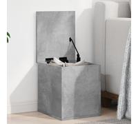 IBUQDDV Cassapanca portaoggetti grigio cemento 30 x 35 x 35 cm in legno con coperchio per il soggiorno