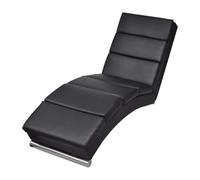 IBUQDDV Chaise longue - Sedia a sdraio in similpelle nera, ergonomica, con gambe in acciaio per un comfort robusto