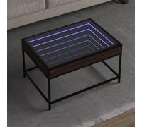 IBUQDDV Coffee Table - Tavolino da divano, tavolino da caffè con LED Infinity, effetto rovere, 70 x 50 x 41 cm, per soggiorno, casa, ufficio