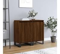 IBUQDDV Credenza 2 pezzi, effetto rovere marrone, 40 x 35 x 70 cm, materiale in legno con 2 scomparti e gambe in metallo, per soggiorno, durevole e stabile