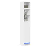 IBUQDDV Credenza a LED bianca, 36 x 32,5 x 200 cm, materiale in legno con illuminazione RGB e porta USB, moderno armadietto per soggiorno, corridoio, superficie resistente all'umidità,