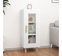 IBUQDDV Credenza bianca 34,5 x 34 x 90 cm in legno con 3 scomparti e 1 porta in vetro - Versatile armadio per libri, DVD e dispositivi multimediali, materiale durevole