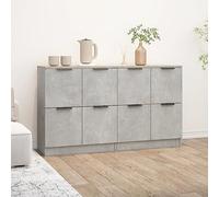 IBUQDDV Credenze 2 pezzi, grigio cemento, 60 x 30 x 70 cm, in legno con design minimalista, versatili come mobili e superfici decorative, costruzione robusta