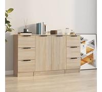 IBUQDDV Credenze 3 pezzi in legno di rovere Sonoma, cassettiere con design minimalista e ampio spazio di archiviazione, versatile come armadi per console o mensole