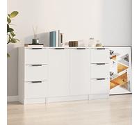 IBUQDDV Credenze minimalistiche 3 pezzi bianco in legno con ampio spazio di archiviazione e robusto piano superiore per uso multifunzionale come console