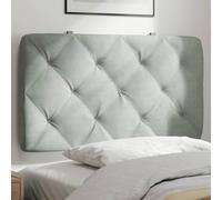 IBUQDDV Cuscino per testiera grigio chiaro 90 cm velluto con imbottitura in schiuma per supporto schiena, sollevamento rombi e chiusura lampo, fissaggio a parete con cinghie, striscia LED