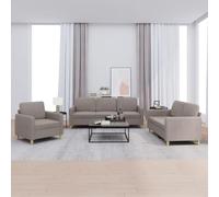 IBUQDDV Divano 3 Pezzi Set con Tessuto Resistente e Struttura Stabile, Poltrona e Modulo 2-3 Posti in Color Tortora, Imbottitura in Gommapiuma per Soggiorno e Sala