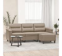 IBUQDDV Divano 3 posti con sgabello tortora 180 cm in resistente tessuto in microfibra per un'imbottitura durevole e una facile pulizia, robusto telaio in compensato