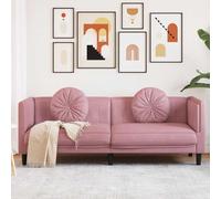 IBUQDDV Divano a 3 posti con cuscino in velluto rosa - Divano in morbido velluto per soggiorno con comoda imbottitura e gambe di sostegno stabili, design moderno per il relax