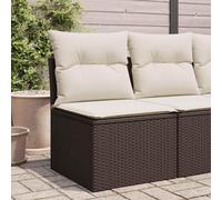 IBUQDDV Divano da giardino senza braccioli con cuscino marrone polyrattan, comodo divano esterno in rattan PE con rivestimento rimovibile e robusto telaio in acciaio, design modulare per terrazza