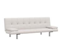 IBUQDDV Divano letto allungabile con 2 cuscini in ecopelle bianco crema - Divano letto robusto con struttura in legno e schienale regolabile per un comfort ottimale e una lunga durata