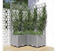 IBUQDDV Fioriera da Giardino con Graticcio Integrato Grigio Chiaro 80x80x136cm in Polipropilene PP per Piante Rampicanti, Contenitore Pratico per Fiori e Verde, Struttura Robusta