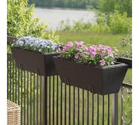 IBUQDDV Fioriere con Ganci 2 Pezzi Nere in Polyrattan per Piante da Esterno, Vasi Sospesi con Struttura in Acciaio Verniciato e Materiale Resistente alle Intemperie, Ideali