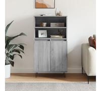 IBUQDDV Grigio Sonoma Highboard 60 x 36 x 110 cm in legno con 6 scomparti, stile industriale credenza con robusta piastra superiore e piedini in metallo, soluzione di archiviazione