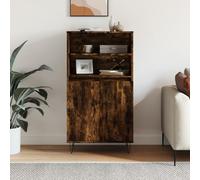 IBUQDDV Highboard affumicatura 60 x 36 x 110 cm, materiale in legno con 6 scomparti e piedini in metallo per spazio e stabilità, credenza di fascino industriale con robusta piastra superiore