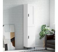 IBUQDDV Highboard bianco 34,5 x 34 x 180 cm armadio in legno con piedini in metallo e comode ante per riporre lo spazio e l'organizzazione, materiale durevole per l'arredamento e la conservazione
