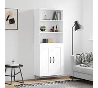 IBUQDDV Highboard bianco 69,5 x 34 x 180 cm Armadio in legno con piedini in metallo e porte pratiche per molto spazio, materiale durevole con superficie liscia, stabile
