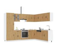 IBUQDDV Kalmar Artisan - Armadietto da cucina, 14 pezzi, in legno di quercia artisan, per sala da pranzo, soggiorno, cucina