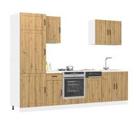 IBUQDDV Kalmar Artisan - Armadietto da cucina, 7 pezzi, in legno di quercia artisan, per sala da pranzo, soggiorno, cucina