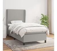 IBUQDDV Letto a molle con materasso grigio chiaro, 80 x 200 cm, tessuto, testiera regolabile in altezza, anima a molle insacchettate per un sonno tranquillo, rivestimento traspirante, supporto