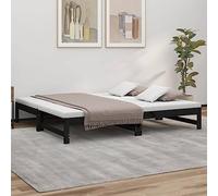 IBUQDDV Letto a Piattaforma Bed Struttura letto Telai per letti Dormeuse Estraibile Nera 2x(90x190) cm Legno Massello di Pino per Camera da Letto