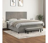IBUQDDV Letto a Piattaforma Bed Struttura letto Telai per letti Giroletto a Molle con Materasso Grigio Chiaro 160x200cm Velluto