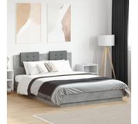 IBUQDDV Letto a Piattaforma Bed Struttura letto Telai per letti Giroletto Testiera Grigio Cemento 120x200 cm Legno Multistrato per Camera da Letto