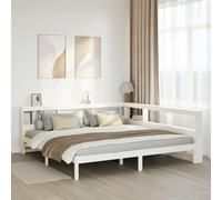 IBUQDDV Letto a Piattaforma Struttura letto Telai per letti Bed Letto Libreria senza Materasso Bianco 200x200 cm Legno di Pino