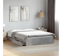 IBUQDDV Letto a Piattaforma Struttura letto Telai per letti Giroletto Cassetti Grigio Cemento 135x190 cm Legno Multistrato per camere da letto e hotel