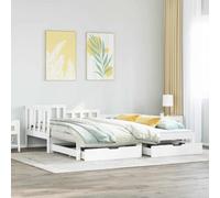 IBUQDDV Letto a Piattaforma Telai per letti Dormeuse Letto Estraibile e Cassetti Bianca 80x200cm Legno Pino