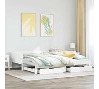IBUQDDV Letto a Piattaforma Telai per letti Dormeuse Letto Estraibile e Cassetti Bianca 80x200cm Legno Pino