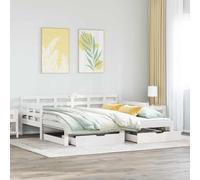 IBUQDDV Letto a Piattaforma Telai per letti Dormeuse Letto Estraibile e Cassetti Bianca 80x200cm Legno Pino