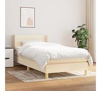 IBUQDDV Letto a Piattaforma Telai per letti Struttura letto Bed Giroletto a Molle con Materasso Crema 90x200 cm inTessuto