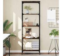 IBUQDDV Libreria a 5 ripiani, 59 x 35 x 171 cm, materiale in legno con telaio in metallo e gambe regolabili, mobili stabili per libri, riviste e oggetti decorativi