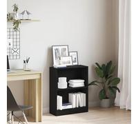 IBUQDDV Libreria autoportante nera 60 x 24 x 76 cm in legno con due ripiani regolabili in altezza, design salvaspazio per soggiorno e ufficio, materiali durevoli