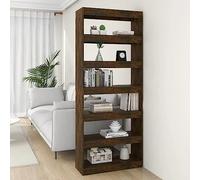 IBUQDDV Libreria divisoria in legno 80 x 30 x 198 cm, elegante design classico per riviste, libri, DVD, robusto sistema di scaffali