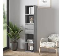 IBUQDDV Libreria grigia Sonoma 36x30x171 cm in legno con 4 scomparti aperti e 2 cassetti - Mensola moderna con design minimalista per libri, riviste