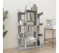 IBUQDDV Libreria grigia Sonoma 86 x 25,5 x 140 cm, materiale in legno con spazio e resistente all'umidità, mensola moderna per libri e decorazioni, design stabile con supporto a parete