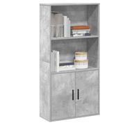 IBUQDDV Libreria grigio cemento, 60 x 24 x 120 cm, materiale in legno con 2 ripiani e 2 scomparti con ante - soluzione di archiviazione per libri, riviste, documenti, archiviazione stabile