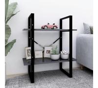IBUQDDV Libreria industriale a 2 scomparti, grigio, 60 x 30 x 70 cm, in legno ad alta stabilità e molto spazio per libri e accessori per la casa, robusto sistema di scaffali