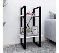 IBUQDDV Libreria industriale in legno con 2 scomparti in bianco 40 x 30 x 70 cm - Robusto armadio per libri e riviste ad alta stabilità