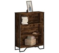 IBUQDDV Libreria per affumicatura, 80 x 31 x 106 cm, materiale in legno con 3 scomparti aperti, piedini in metallo stabili e robusta piastra superiore per libri, articoli decorativi e accessori
