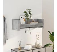 IBUQDDV Mensola a Parete Moderna in Legno Multistrato Grigio Cemento con Barra Appendiabiti, Scaffale Portaoggetti Salvaspazio per Soggiorno Cucina Ufficio, 100x35x30.5 cm